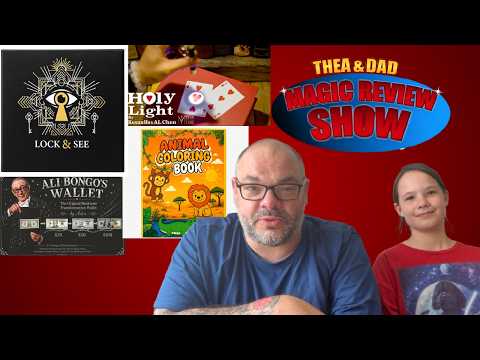 Animal Colouring Book, Ali Bongo's Wallet, Holy Light, Lock & See | Thea & Dad's Magic Review Show